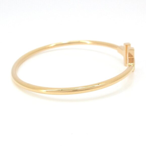 Auth TIFFANY&Co. T Wire Bracelet - 18K Rose Gold Diamond Bangle - Picture 2 of 5